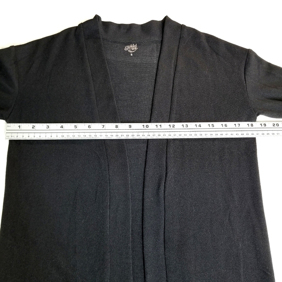 Tickled Teal Black Open Long Neutral Minimal Longsleeve Sweater Cardigan,  S - Picture 7 of 9